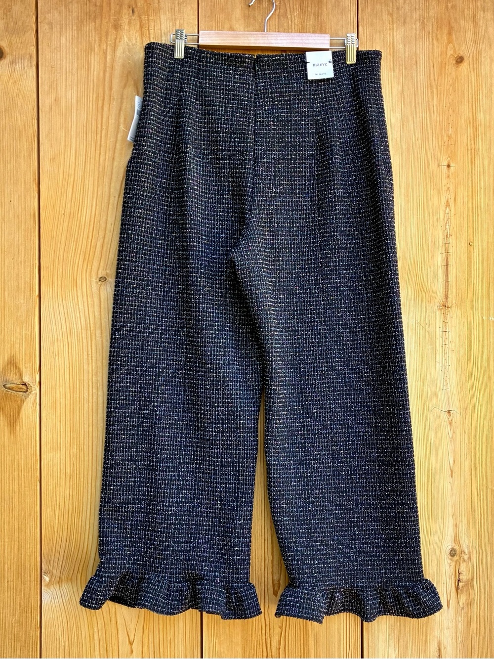 Maeve NWT The Colette Crop Tweed Ruffle-Hem Pants Sz 32 - Picture 12 of 12